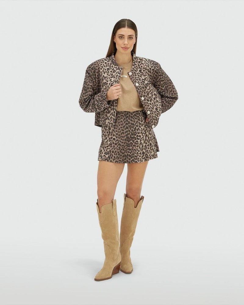 MAVEN regular fit skort met leopard print Bruin 1 MAVEN regular fit skort met leopard print Bruin 1