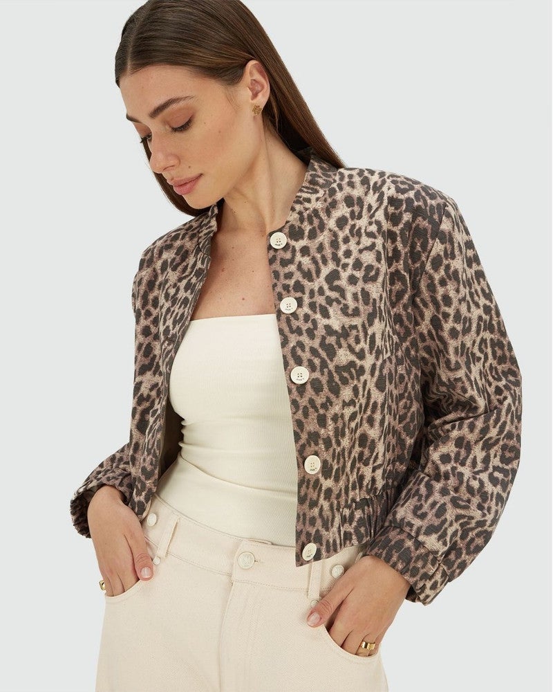 NADINE bomber jacket met leopard print Bruin 1 NADINE bomber jacket met leopard print Bruin 1