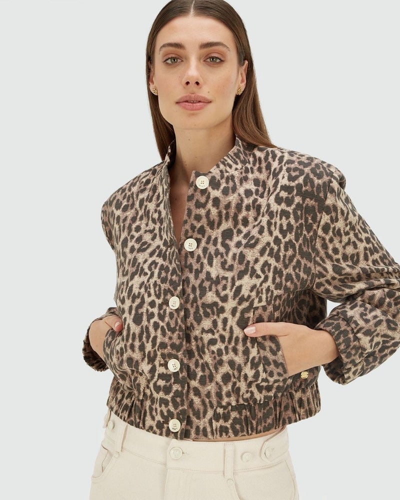 NADINE bomber jacket met leopard print Bruin 1 NADINE bomber jacket met leopard print Bruin 1