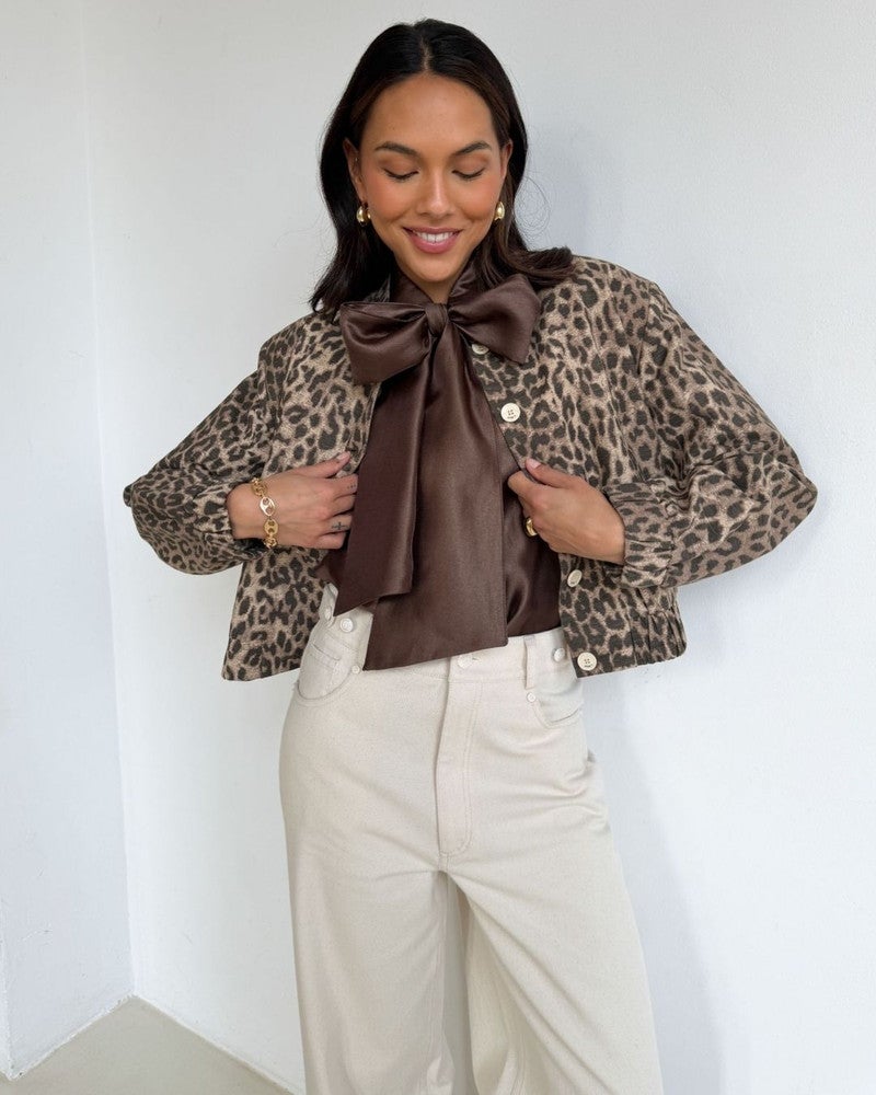 NADINE bomber jacket met leopard print Bruin 1 NADINE bomber jacket met leopard print Bruin 1