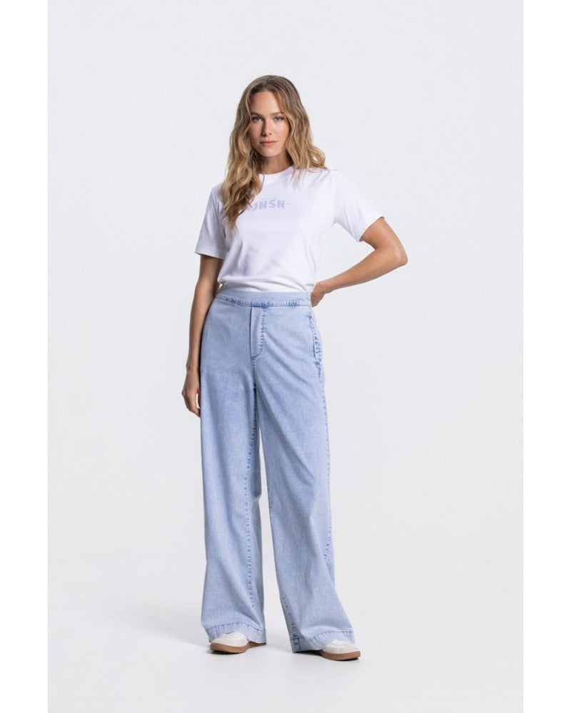 SAAR BROEK LLBD 429 light demin long wide elastic waist at back Blauw SAAR BROEK LLBD 429 light demin long wide elastic waist at back Blauw