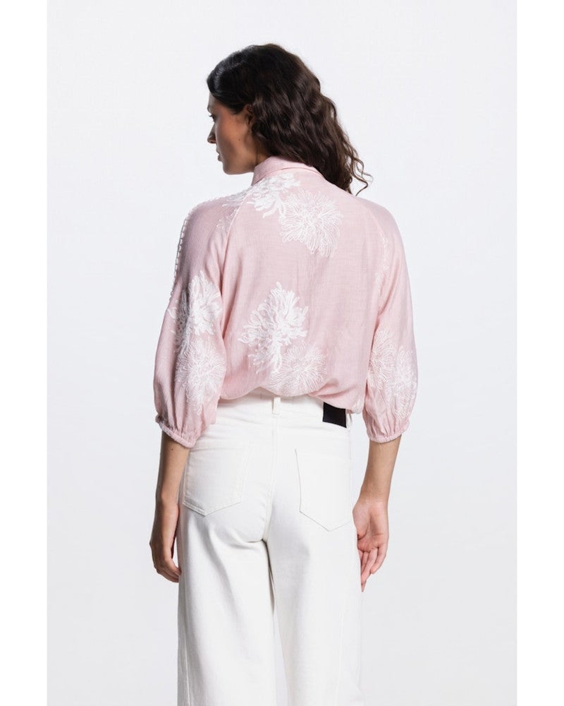 RAELLA BLOUSE AE 701 3/4 sleeve embroidery Roze RAELLA BLOUSE AE 701 3/4 sleeve embroidery Roze