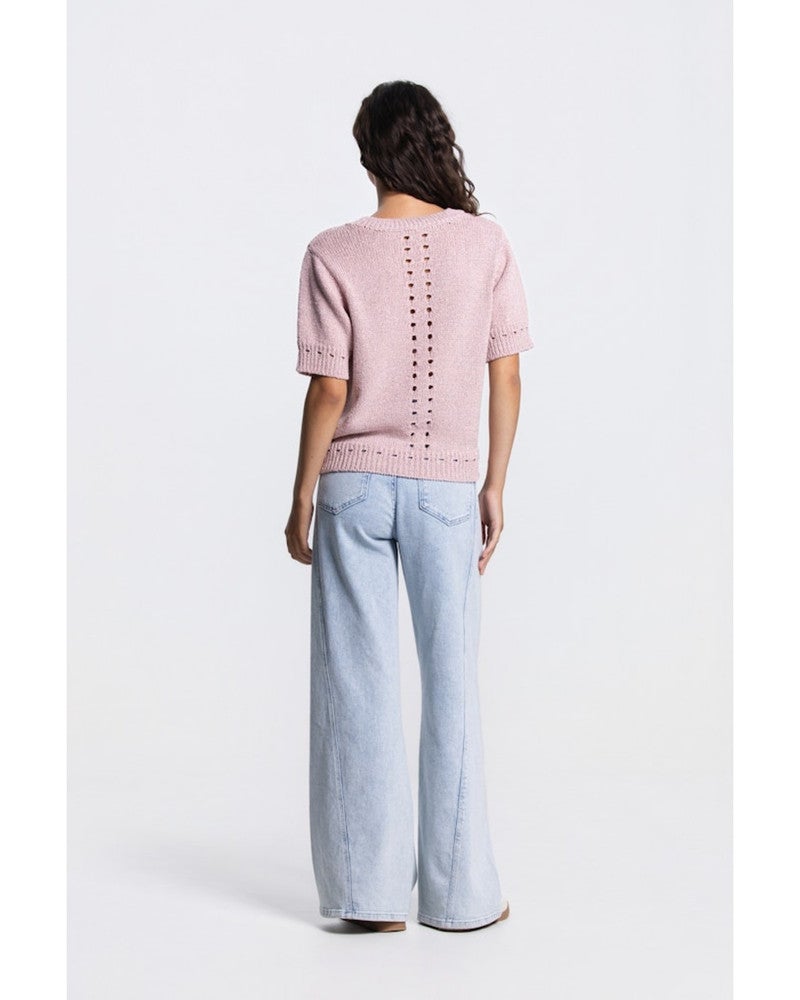 MADEE TRUI CM 173 short sleeve metallic yarn Roze MADEE TRUI CM 173 short sleeve metallic yarn Roze