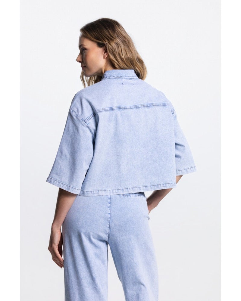 MABEL JASJE LLBD 732 light demin short sleeve wide fit Blauw MABEL JASJE LLBD 732 light demin short sleeve wide fit Blauw