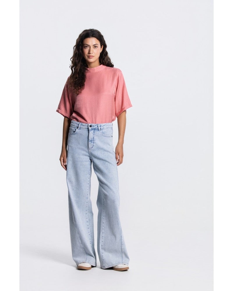 ODILE TOP WS 116 short sleeve high neck Roze ODILE TOP WS 116 short sleeve high neck Roze