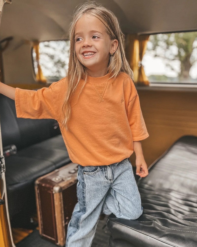 French Knit Shortsleeve Sweater Oranje French Knit Shortsleeve Sweater Oranje