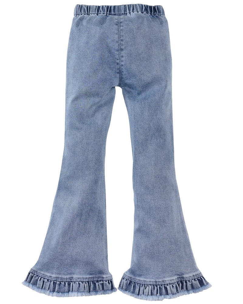Nuria Flared Denim Ruffle Blauw Nuria Flared Denim Ruffle Blauw