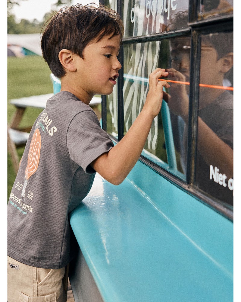 T-shirt Structure Print Back Antraciet T-shirt Structure Print Back Antraciet