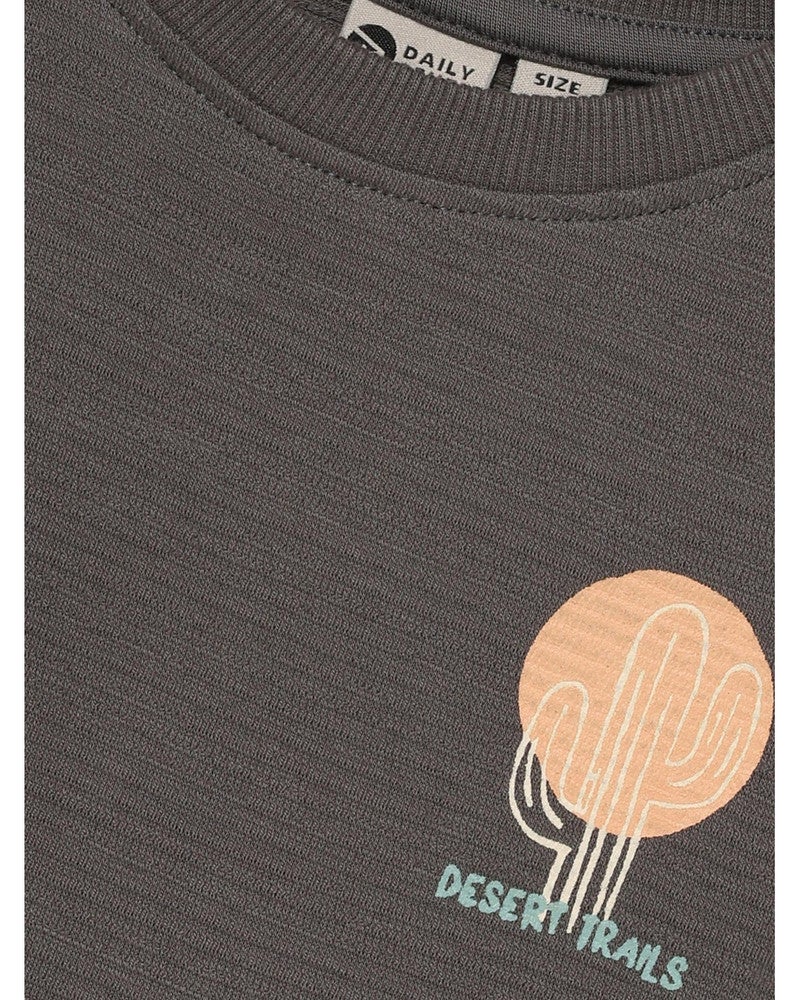 T-shirt Structure Print Back Antraciet T-shirt Structure Print Back Antraciet