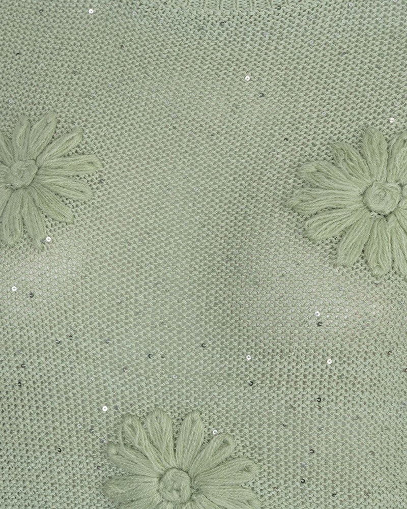 Sweater embroidery flowers Groen Sweater embroidery flowers Groen