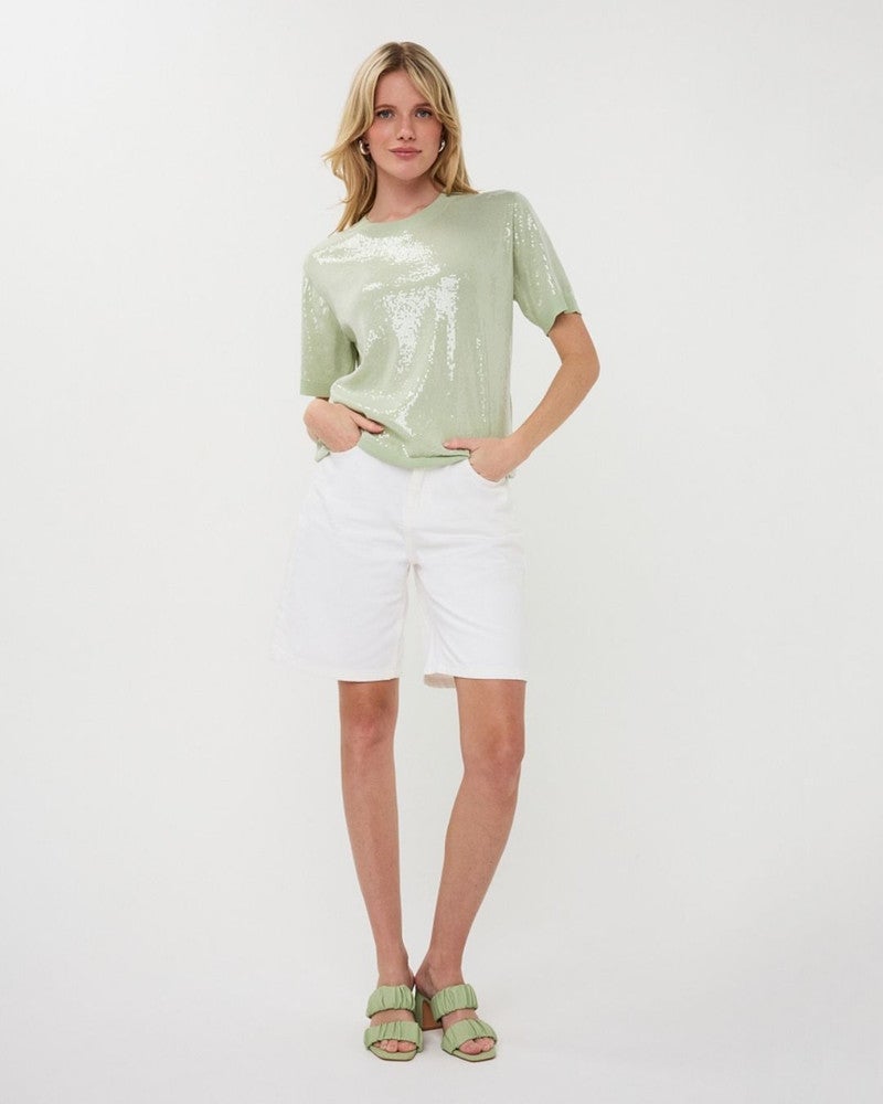 Sweater sequins s/slve Groen Sweater sequins s/slve Groen