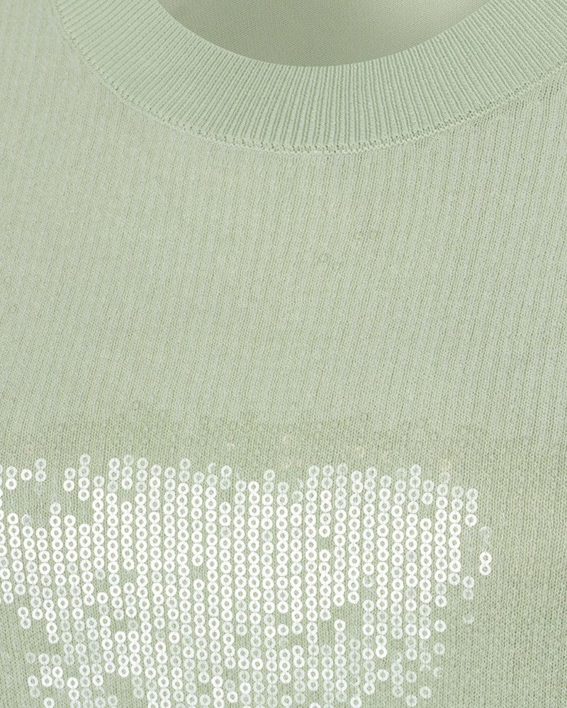 Sweater sequins s/slve Groen Sweater sequins s/slve Groen