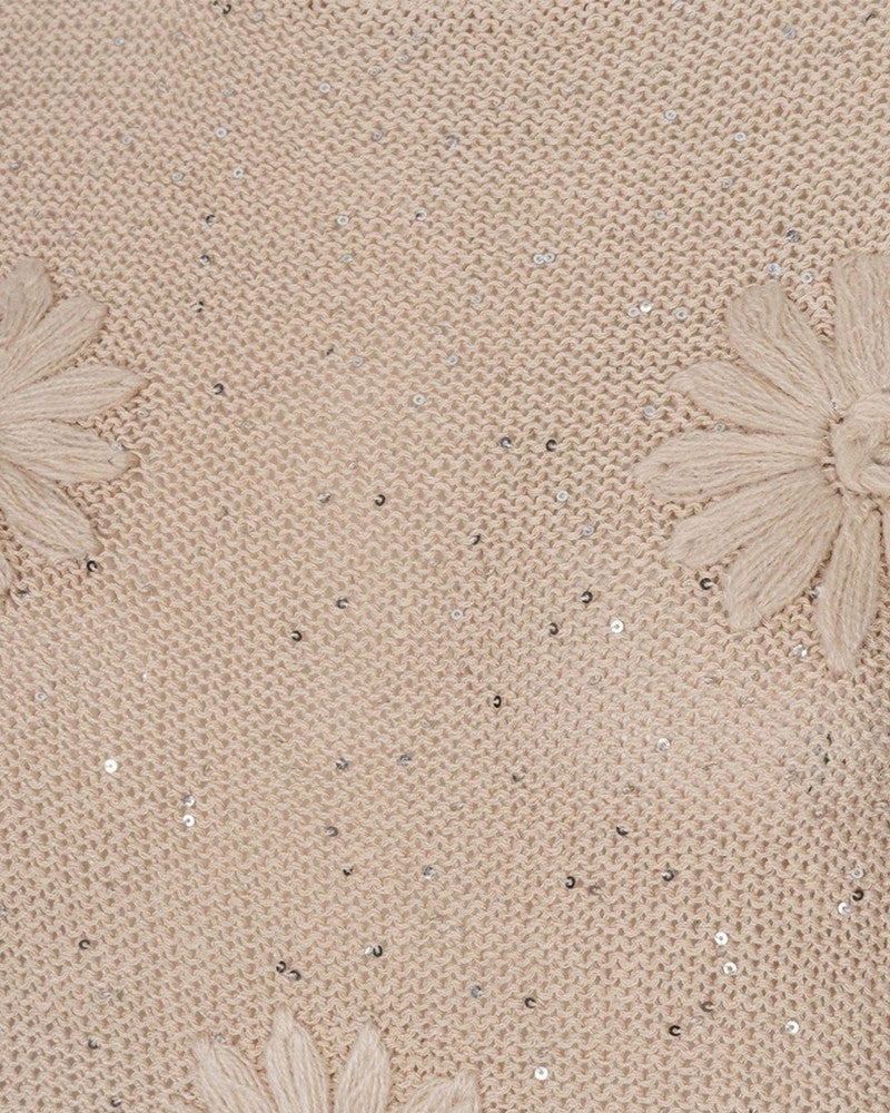 Sweater embroidery flowers Beige Sweater embroidery flowers Beige