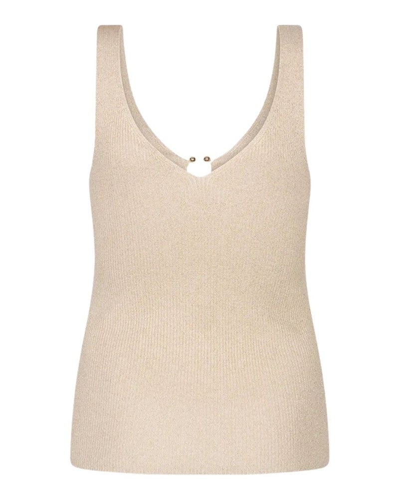 Singlet ribbed hook lurex Beige Singlet ribbed hook lurex Beige