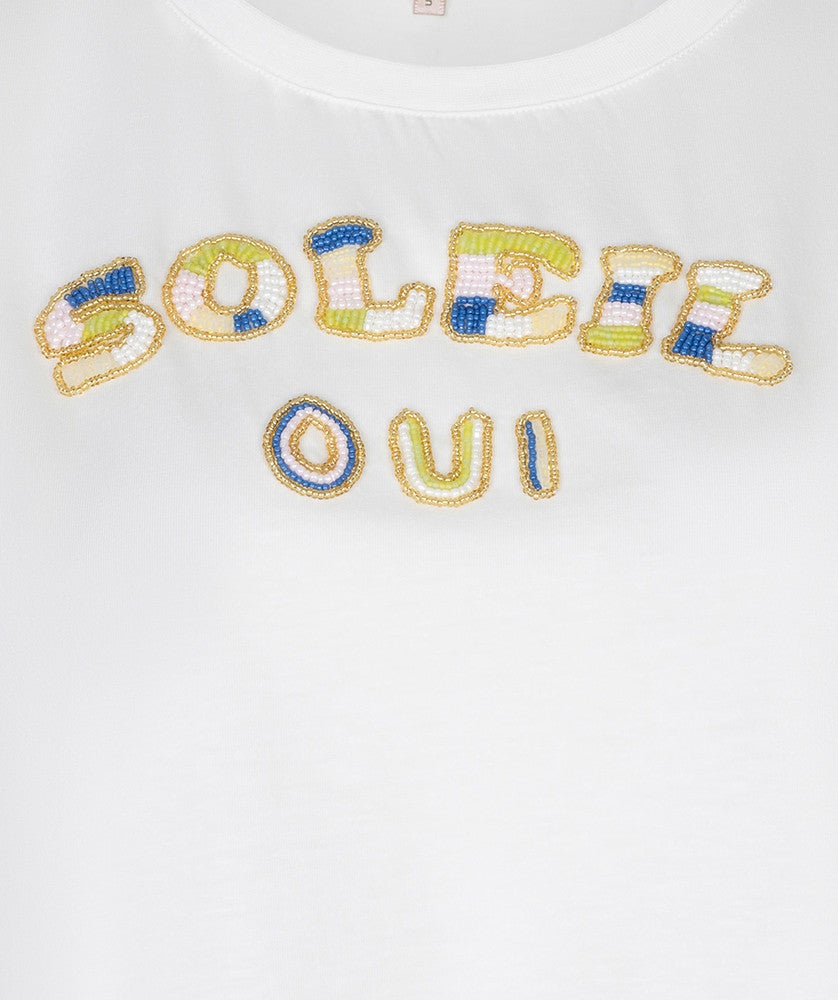 T-shirt beading “Soleil” Off White T-shirt beading “Soleil” Off White