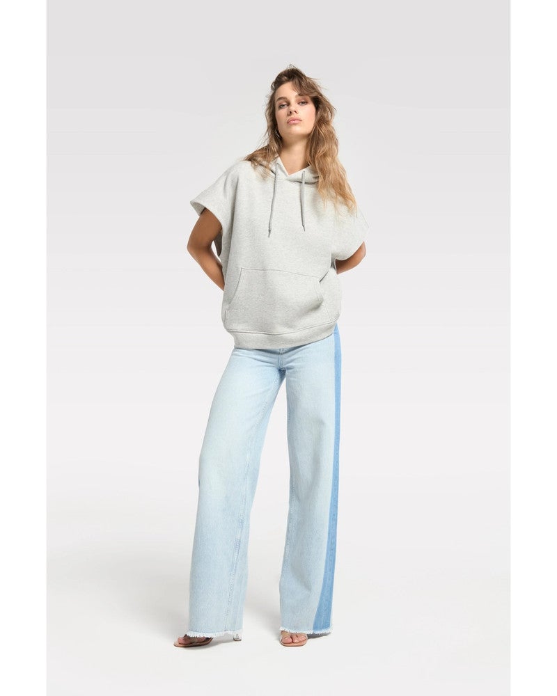 Wide Leg Jeans With Patchwork Blauw Wide Leg Jeans With Patchwork Blauw