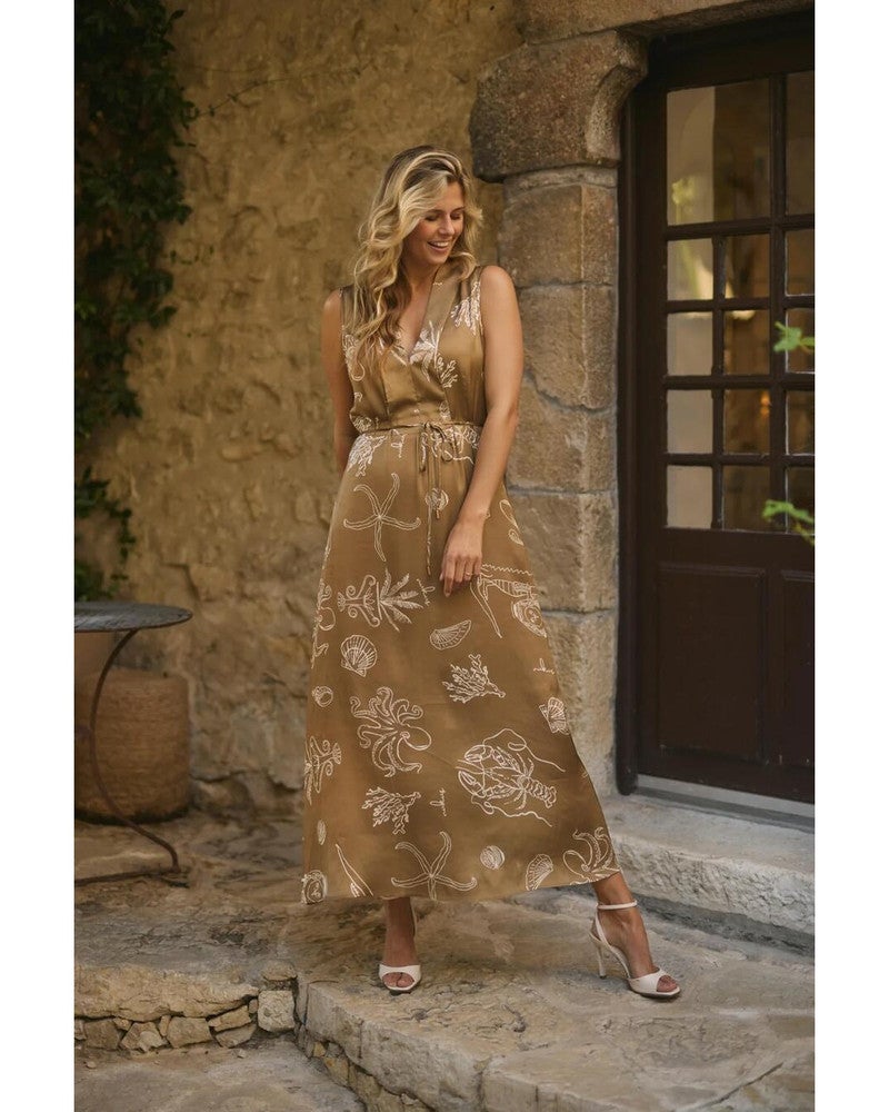 Violet Dress Print Beige Violet Dress Print Beige