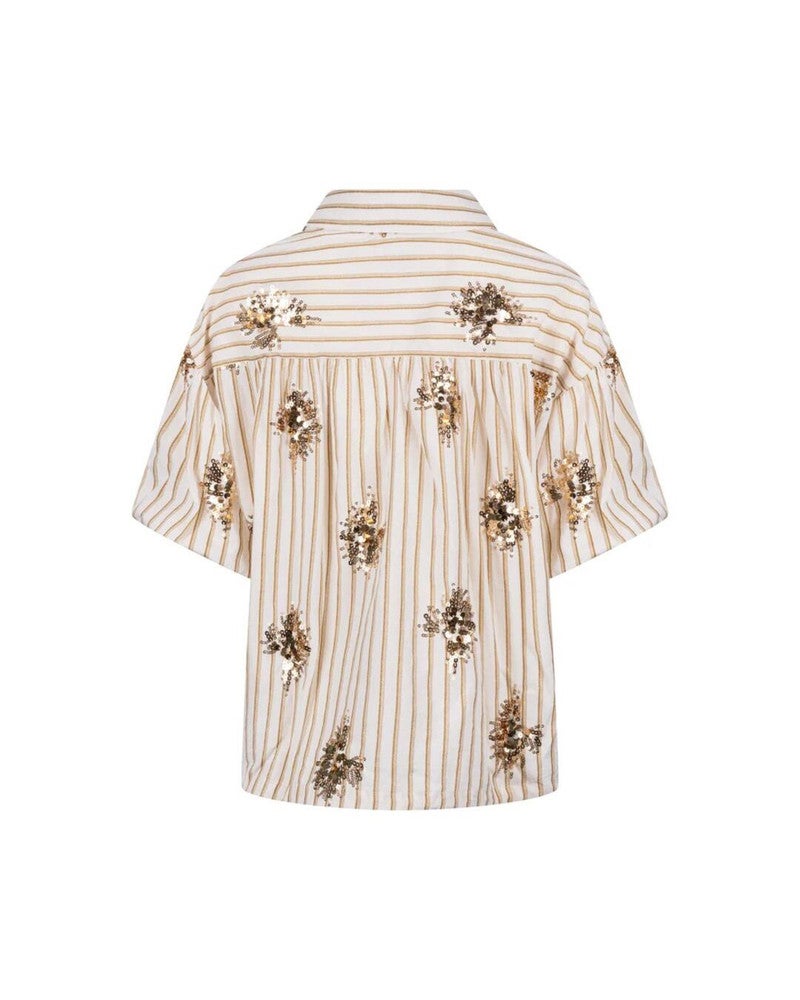 Leia Blouse Stripe Paillet Off White Leia Blouse Stripe Paillet Off White