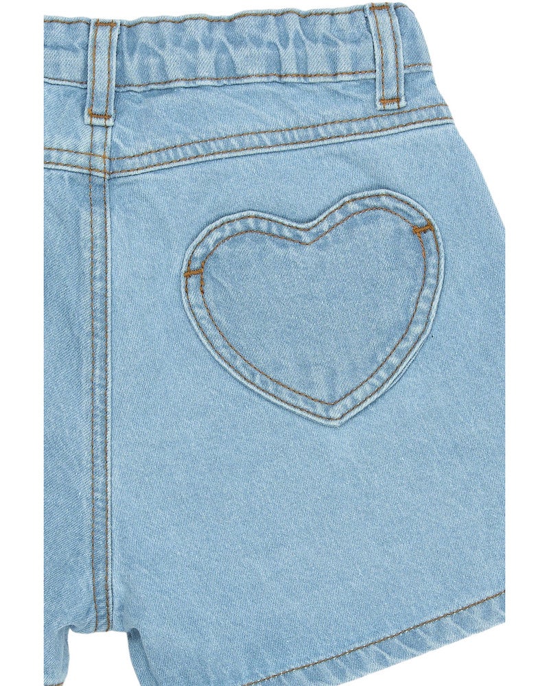 Samantha Denim Shorts Heartpockets Licht Blauw Samantha Denim Shorts Heartpockets Licht Blauw