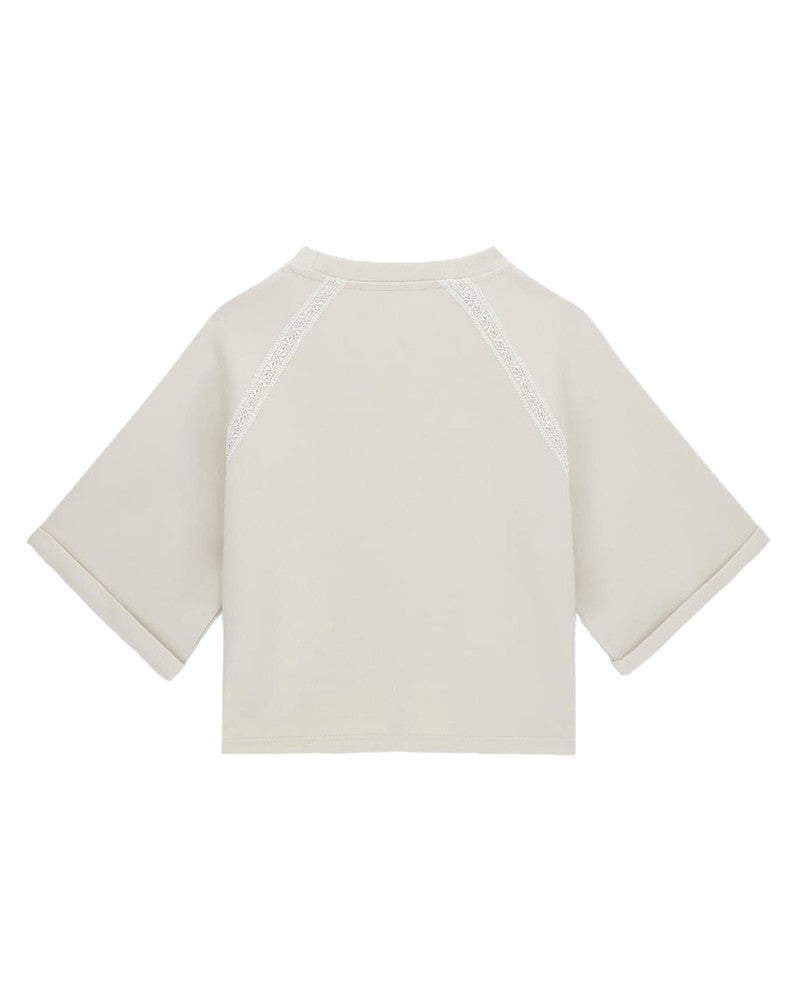 Boxy Crop Active Top Lace Beige Boxy Crop Active Top Lace Beige