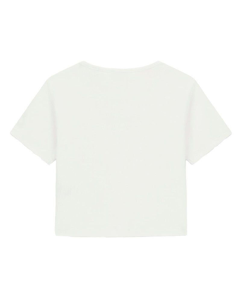 Crop SS Rib T-shirt Logo Wit 1 Crop SS Rib T-shirt Logo Wit 1