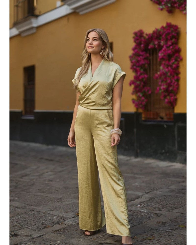 Trousers Panthea Satin Groen Trousers Panthea Satin Groen