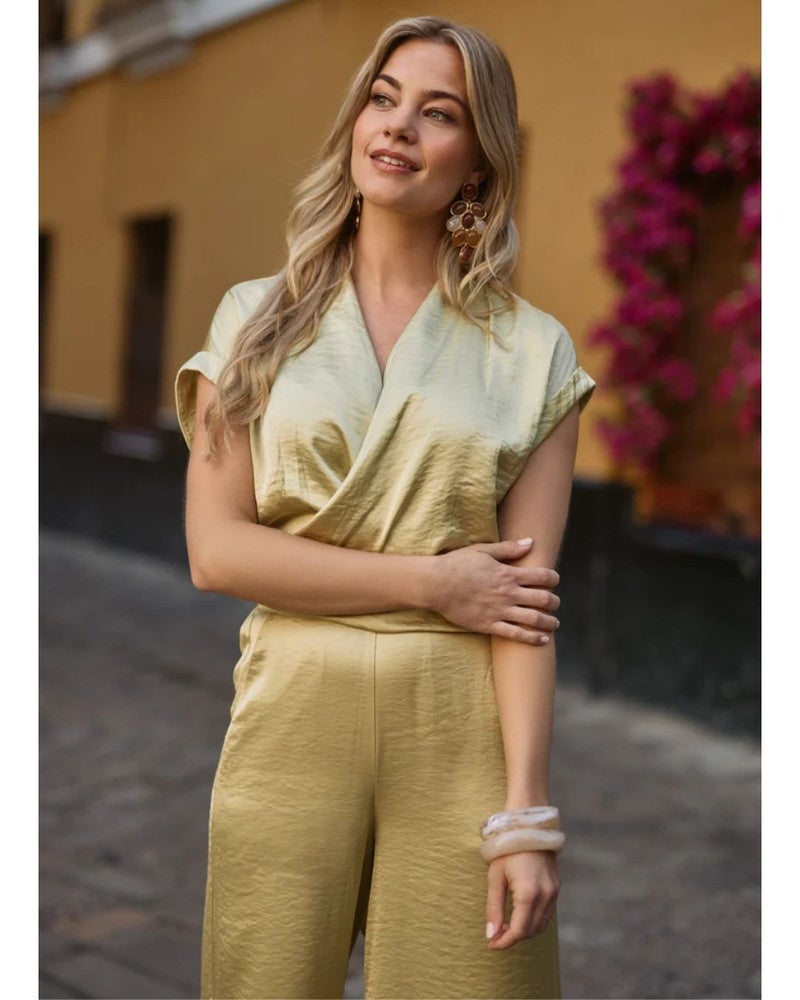 Trousers Panthea Satin Groen Trousers Panthea Satin Groen