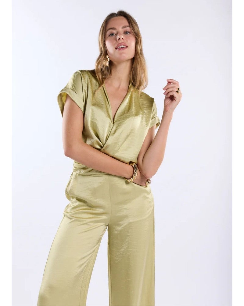 Trousers Panthea Satin Groen Trousers Panthea Satin Groen