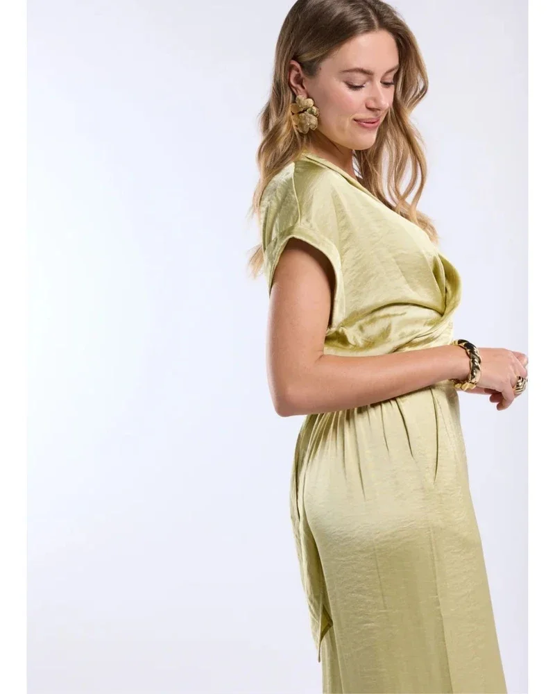 Trousers Panthea Satin Groen Trousers Panthea Satin Groen