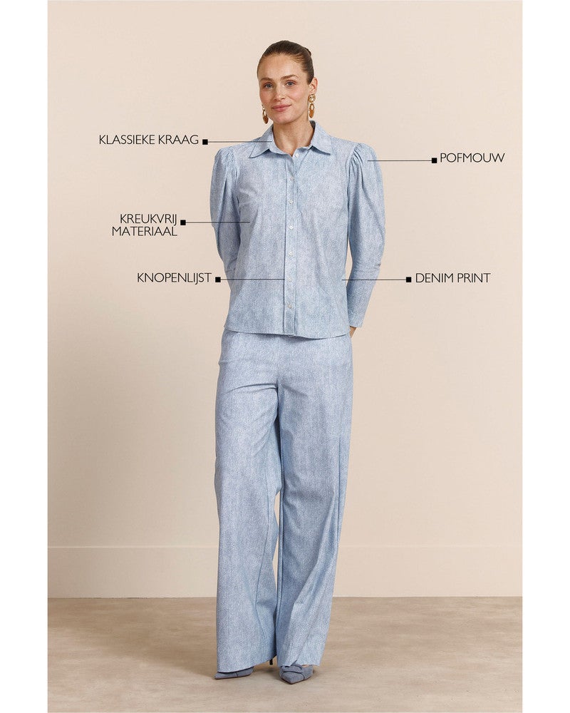 Amanda denim blouse Licht Blauw Amanda denim blouse Licht Blauw