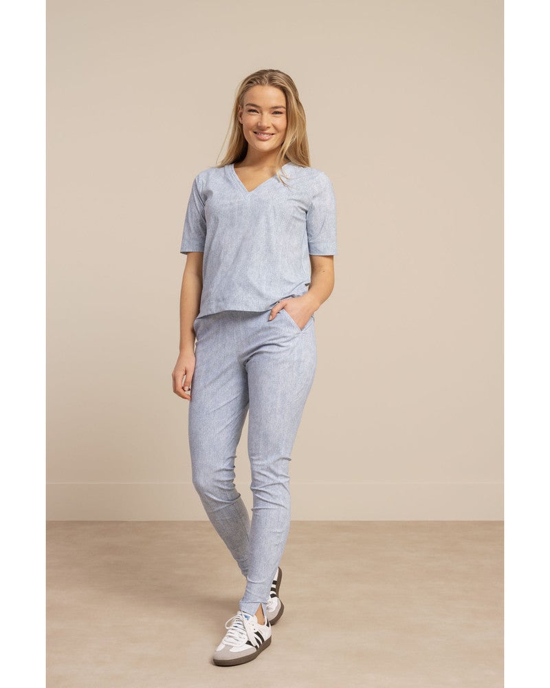 Inge denim travel tee Licht Blauw Inge denim travel tee Licht Blauw