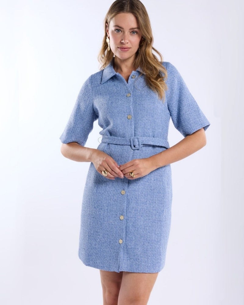 Dress Dean Boucle Blauw Dress Dean Boucle Blauw