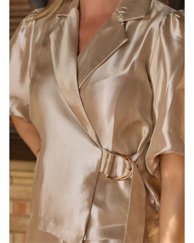 Blouse Brightly Shiny Satin Goud Blouse Brightly Shiny Satin Goud