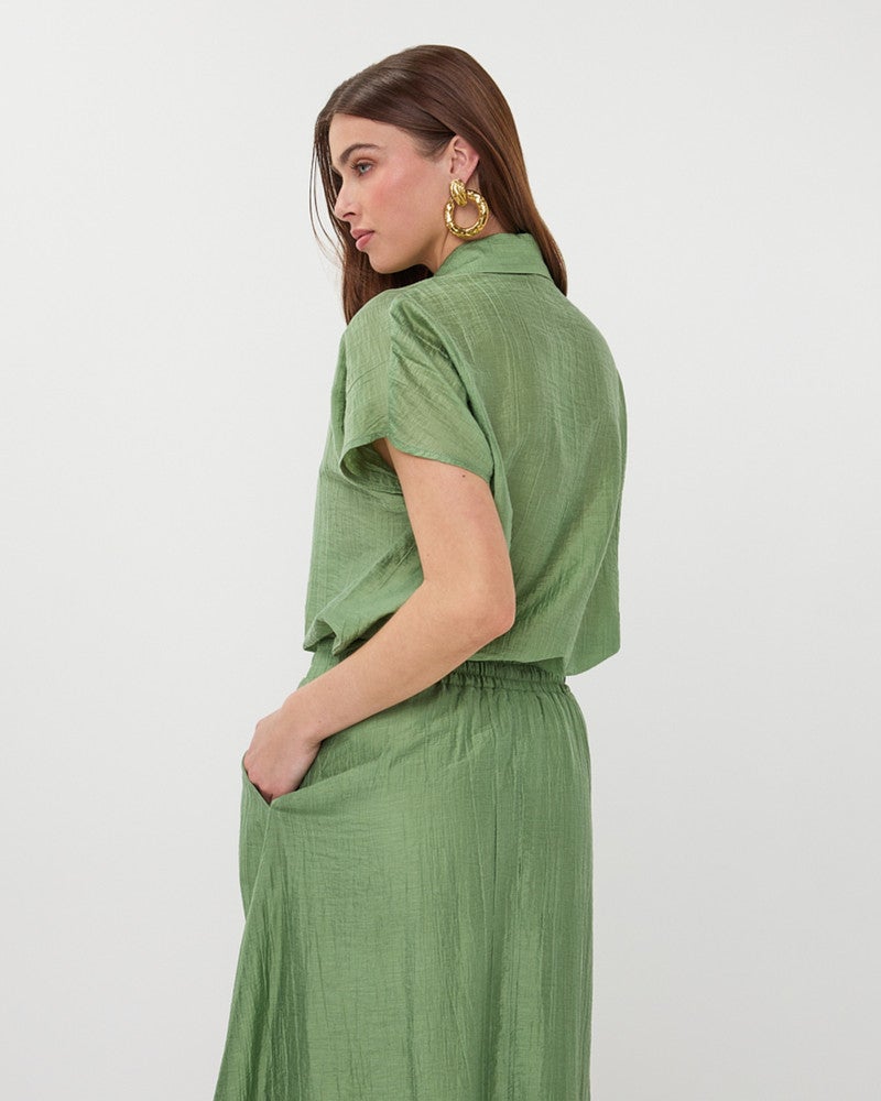 Blouse batwing light crinkle Groen Blouse batwing light crinkle Groen