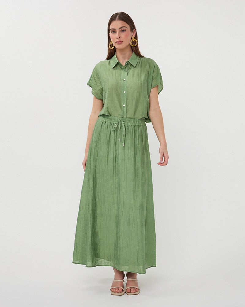 Blouse batwing light crinkle Groen Blouse batwing light crinkle Groen