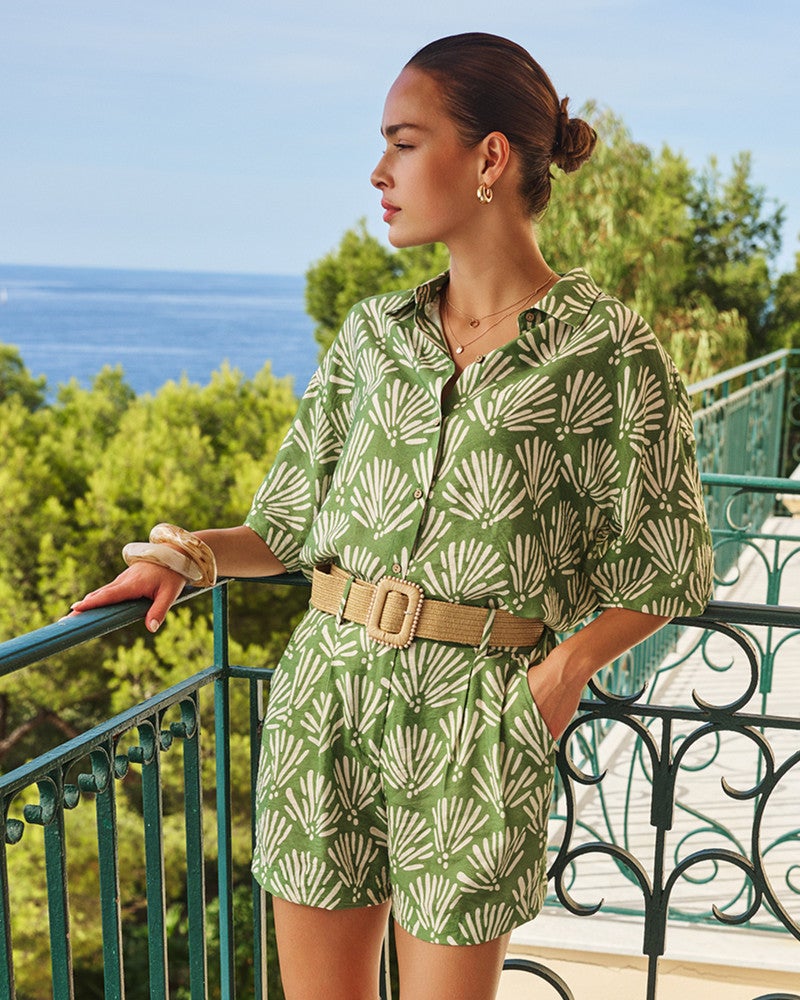Blouse Tropical print Groen Blouse Tropical print Groen