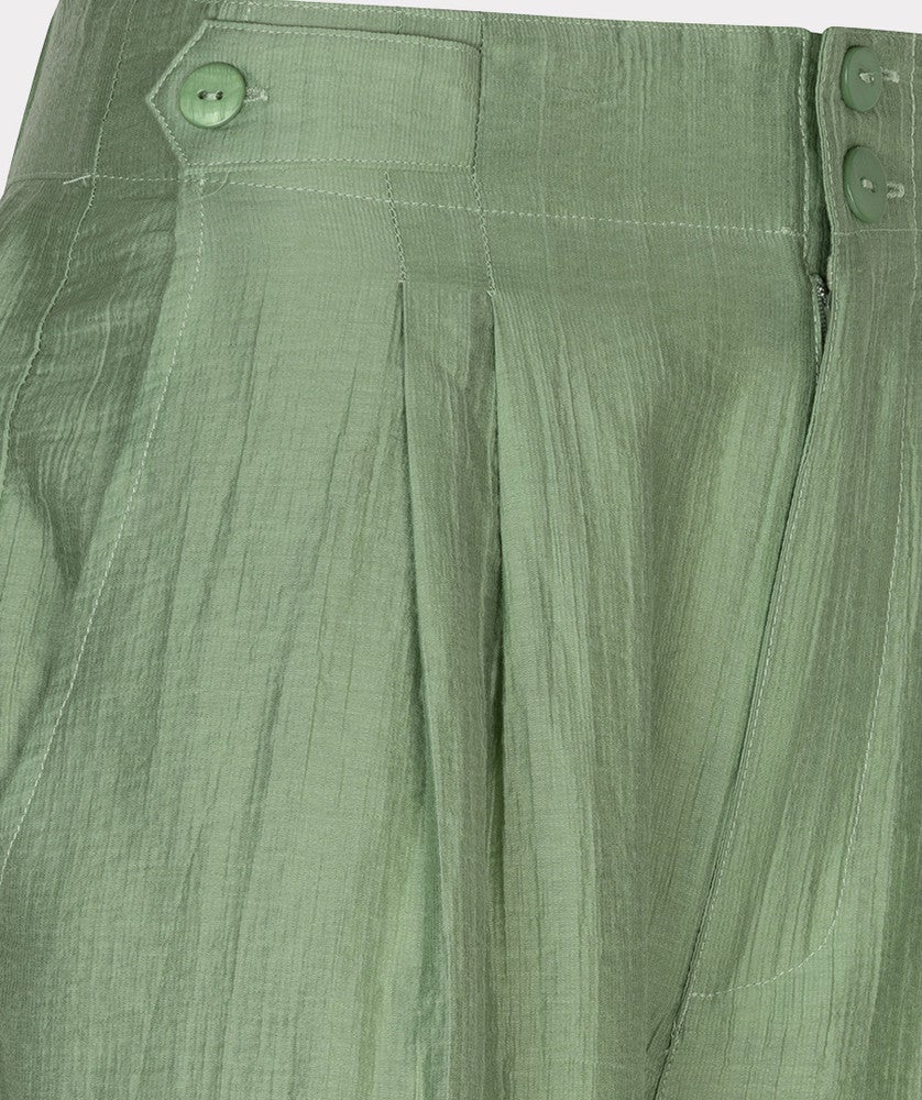 Trousers wide light crinkle Groen Trousers wide light crinkle Groen