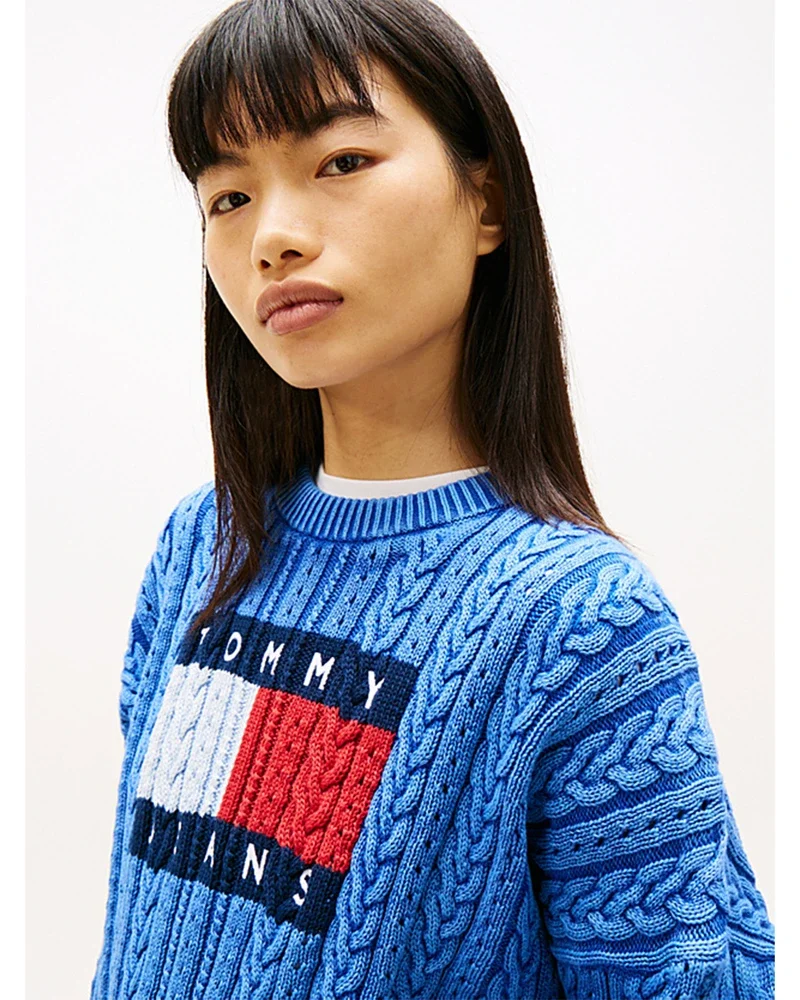TJW GMD CABLE FLAG S SWEATERS Blauw TJW GMD CABLE FLAG S SWEATERS Blauw