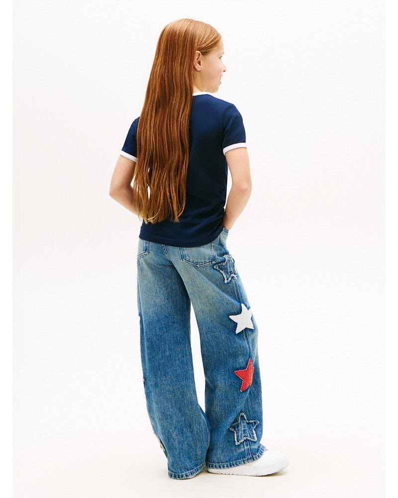 WAVY FLAG RINGER TEE, T-SHIRT Donker Blauw WAVY FLAG RINGER TEE, T-SHIRT Donker Blauw