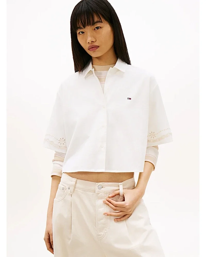 TJW BRODERIE LINEN SHIRT Wit 1 TJW BRODERIE LINEN SHIRT Wit 1