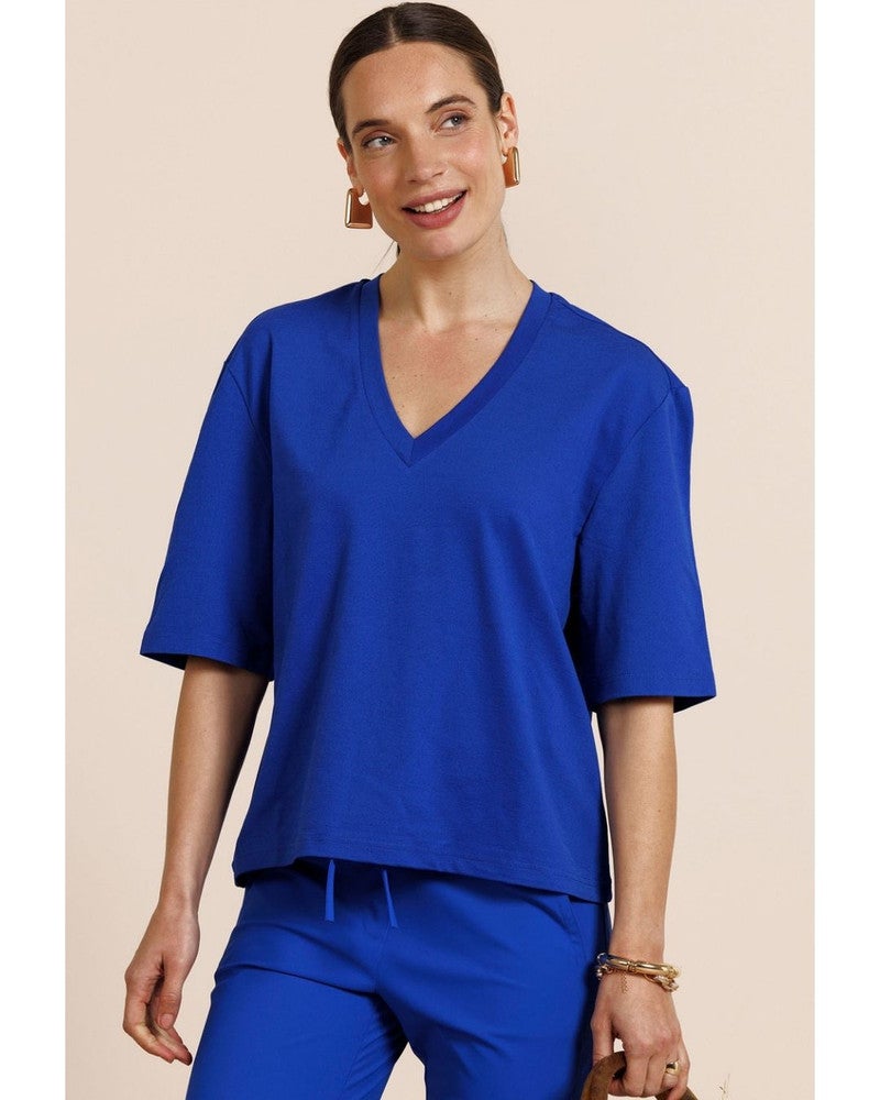 Fiore vneck t-shirt Blauw Fiore vneck t-shirt Blauw