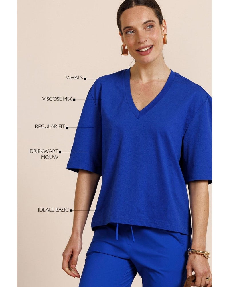 Fiore vneck t-shirt Blauw Fiore vneck t-shirt Blauw
