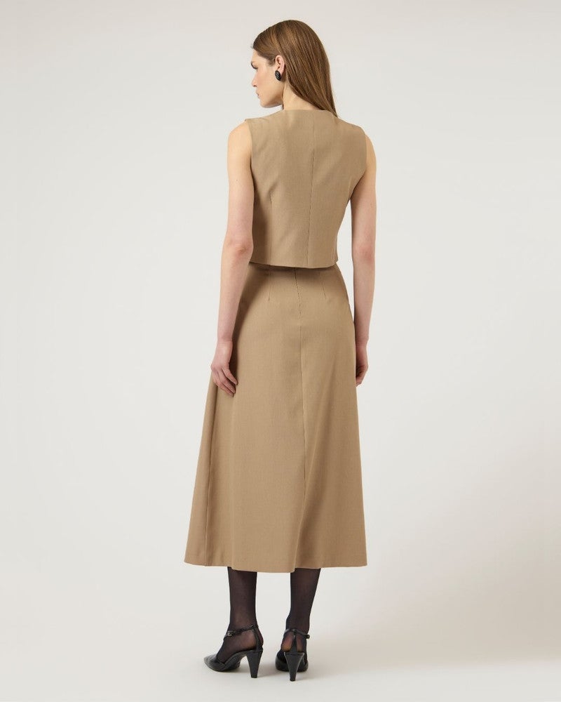 YASCAMIA HW LONG SKIRT Zand YASCAMIA HW LONG SKIRT Zand