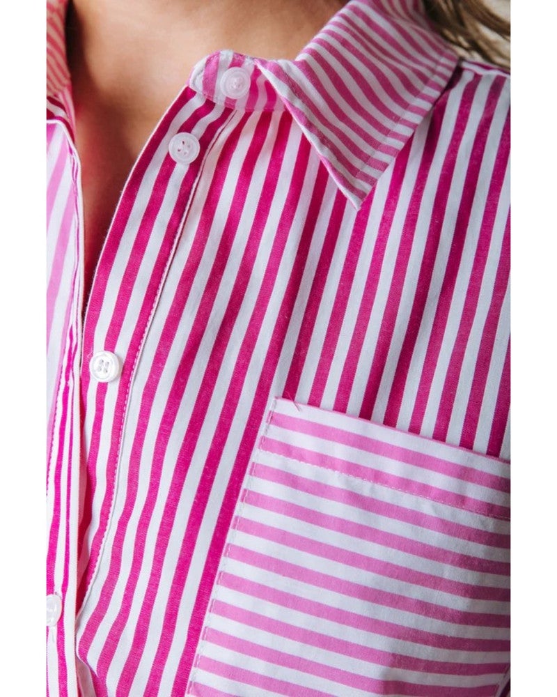Talia Contrast Stripe Blouse Roze Talia Contrast Stripe Blouse Roze