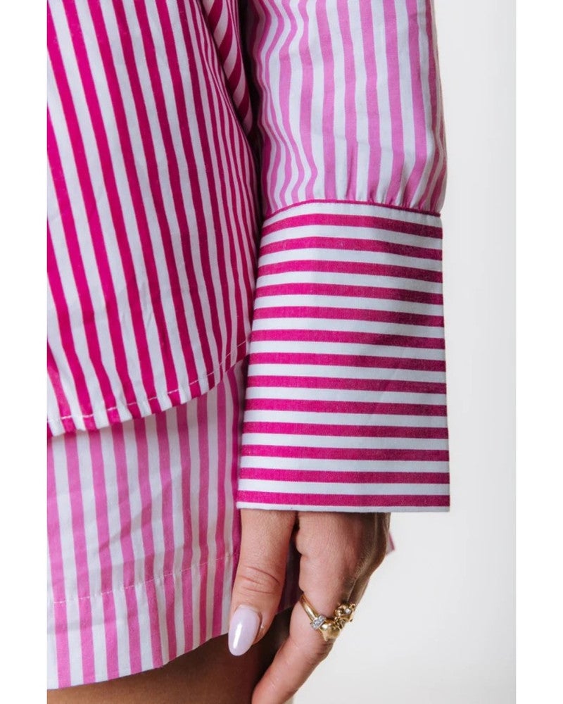 Talia Contrast Stripe Blouse Roze Talia Contrast Stripe Blouse Roze