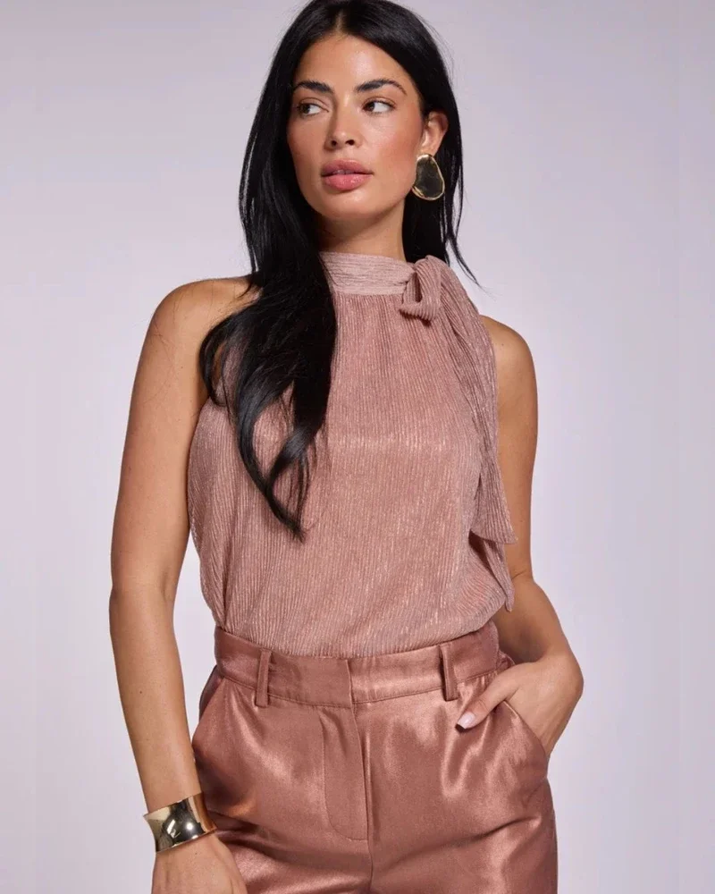 Top Tamika Plisse Bruin 1 Top Tamika Plisse Bruin 1