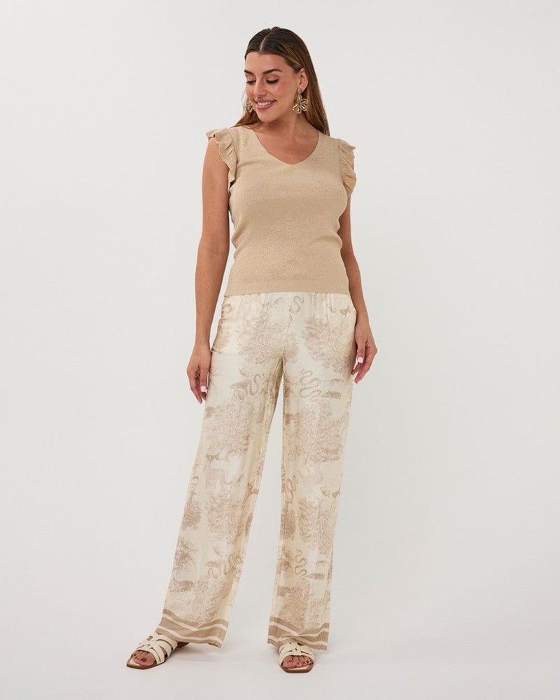 Top ruffle sleeve Beige Top ruffle sleeve Beige