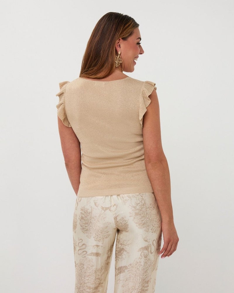 Top ruffle sleeve Beige Top ruffle sleeve Beige