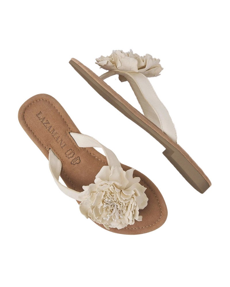 ladies flower slippers uni color Off White ladies flower slippers uni color Off White