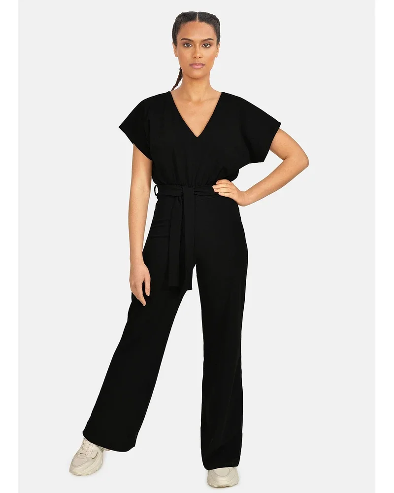 GIRL-JU V-hals Jumpsuit Zwart 1 GIRL-JU V-hals Jumpsuit Zwart 1